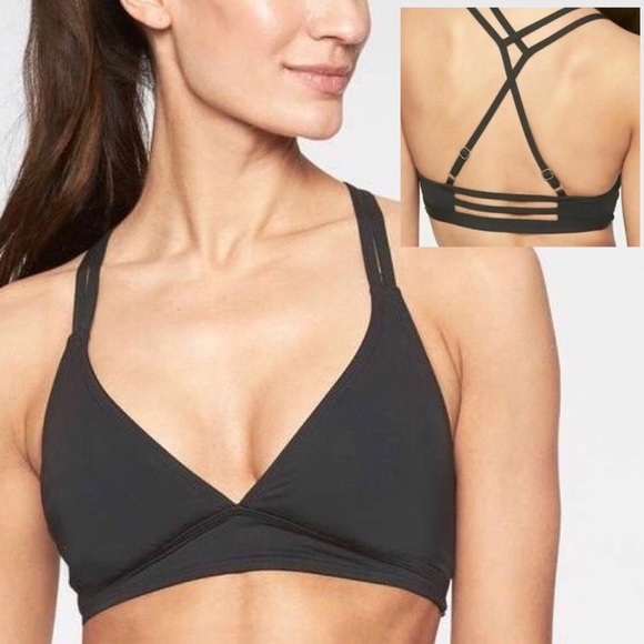 Athleta Other - New Athleta Black Cross Strap Open Back Bikini Top